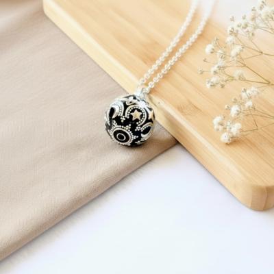 Bola de grossesse Argent & Noir - Lune & Étoile - Inaya