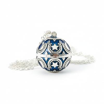 Collier Bola de Grossesse Argent et Bleu Inaya 1 - Loupita