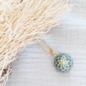 Collier Bola de Grossesse Or et Vert d'Eau Andrea 2 - Loupita