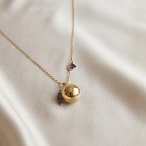 Bola de Grossesse Or Améthyste + Cœur