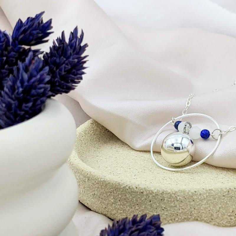 Bola De Grossesse En Argent - Pendentif Avec Cordons Colorés, Cadeau De Naissance élégant