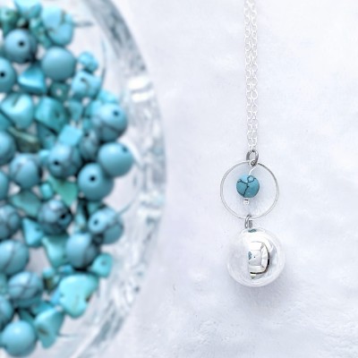 Bola de Grossesse Eden Argent - Perle Turquoise & Cercle