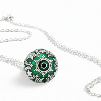 Collier Bola de Grossesse Argent et Vert Inaya 2 - Loupita