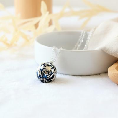 Bola de grossesse Argent & Bleu - Lune & toile - Inaya
