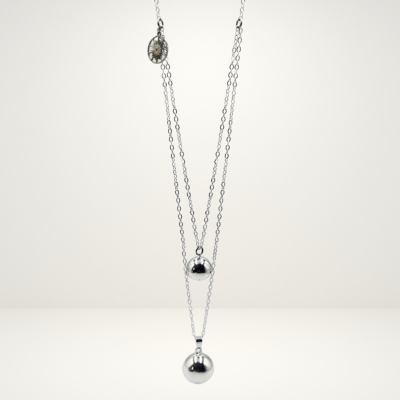 Bola de Grossesse Gemellaire - Argent et Double Collier