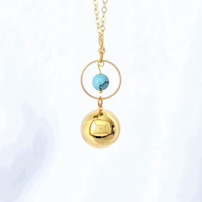Bola de Grossesse Eden Or - Perle Turquoise & Cercle