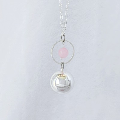 Bola de Grossesse Eden Argent - Perle Quartz Rose & Cercle