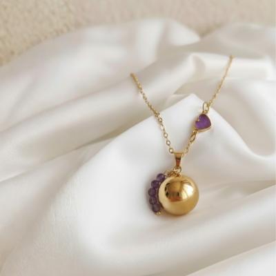 Bola de Grossesse Or Améthyste + Cœur